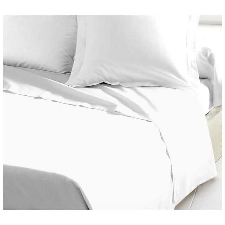 LOVELY HOME Drap Plat 100% coton 180x290 cm blanc