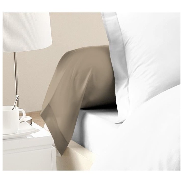 LOVELY HOME Lot de 2 Taies de Traversin 100% coton 85x185 cm - Beige