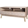 Meuble TV 2 tiroirs - Bois et motifs - L 120 x P 40 x H 50 cm - SOFIA