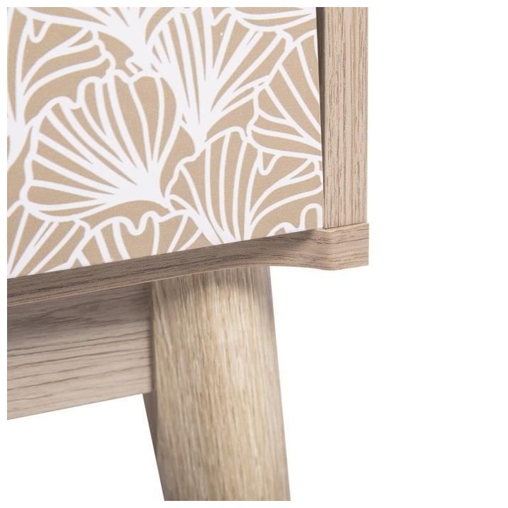 Meuble TV 2 tiroirs - Bois et motifs - L 120 x P 40 x H 50 cm - SOFIA