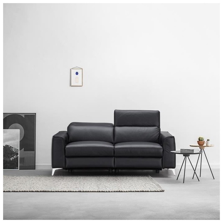 Canapé relax électrique 2 places - EDISON - Cuir de vachette et simi