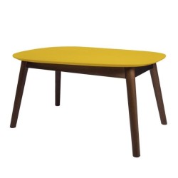 Lot de 2 Tables basses ovales - Imitation bois noyer et jaune - JASON - L 120 x P 70 x H 43 cm et L 66 x P 42 x H 33 cm