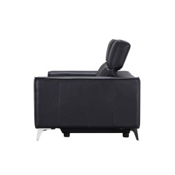 Canapé relax électrique 2 places - EDISON - Cuir de vachette et simili noir - L162 x P 107 x H 95 cm