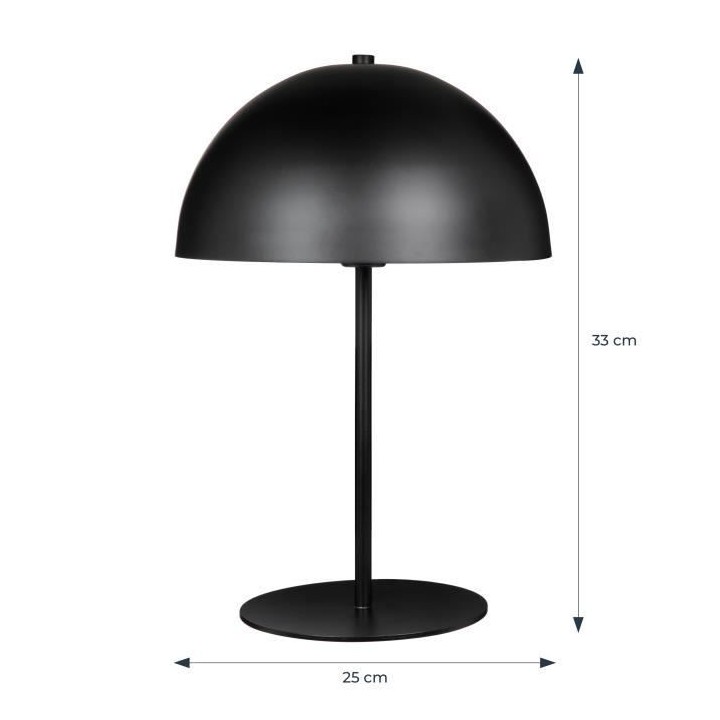 Lampe champignon en métal - 25x25x33 cm - Noir