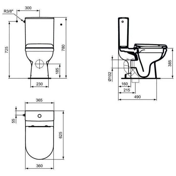 Pack WC a poser - EXACTO - sans bride - abattant frein de chute - Blan