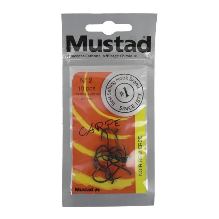MUSTAD Hameçons Non Montés CARPE NOIR N 4 X 10