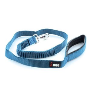 I DOG - Laisse Confort Elastique 120cm Bleu pour Chien, Systeme Exclus