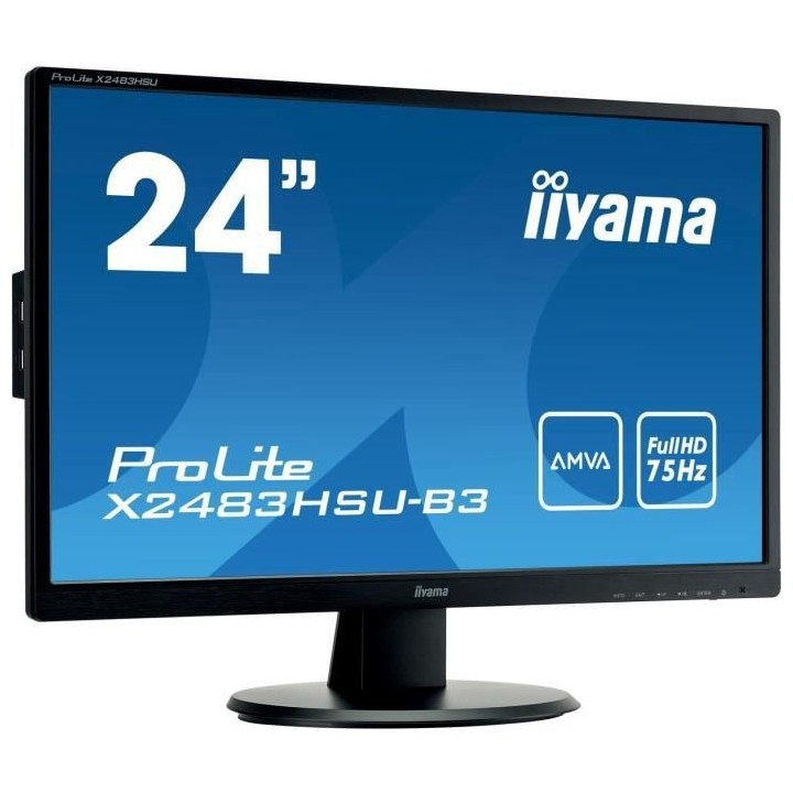 Écran PC - IIYAMA ProLite X2483HSU-B3 - 24'' - Full HD AMVA - 75 Hz -