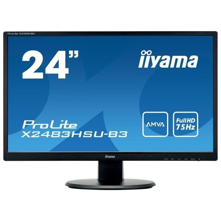 Écran PC - IIYAMA ProLite X2483HSU-B3 - 24'' - Full HD AMVA - 75 Hz -
