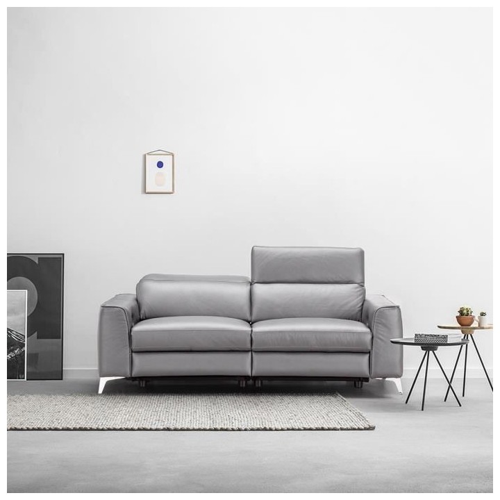 Canapé relax électrique 3 places - EDISON - Cuir de vachette et simi