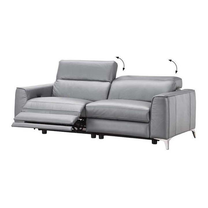 Canapé relax électrique 3 places - EDISON - Cuir de vachette et simi