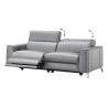 Canapé relax électrique 3 places - EDISON - Cuir de vachette et simili gris - L206 x P 107 x H 95 cm