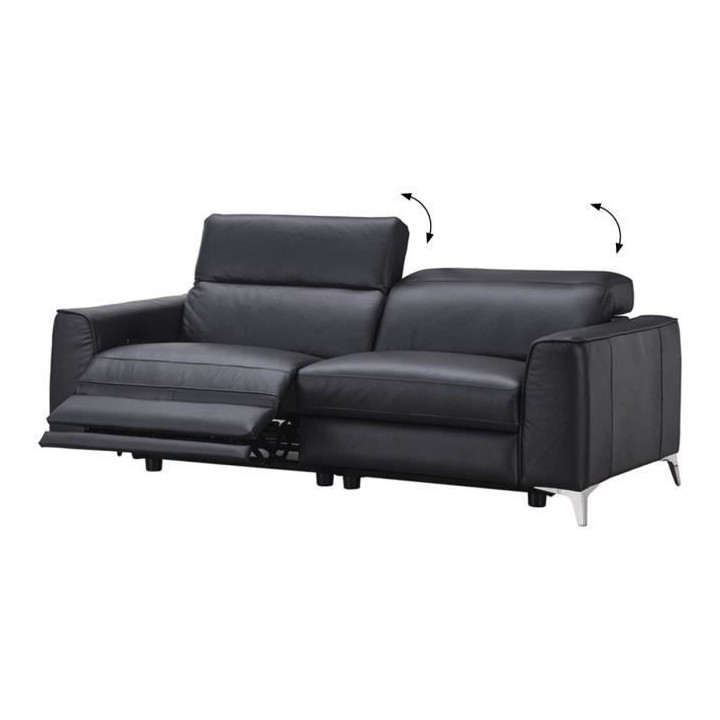 Canapé relax électrique 3 places - EDISON - Cuir de vachette et simi