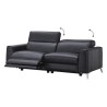 Canapé relax électrique 3 places - EDISON - Cuir de vachette et simili Noir - L206 x P 107 x H 95 cm