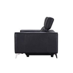 Canapé relax électrique 3 places - EDISON - Cuir de vachette et simili Noir - L206 x P 107 x H 95 cm