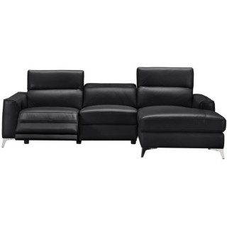 Canapé d'angle droit électrique - EDISON - Cuir de vachette et simil