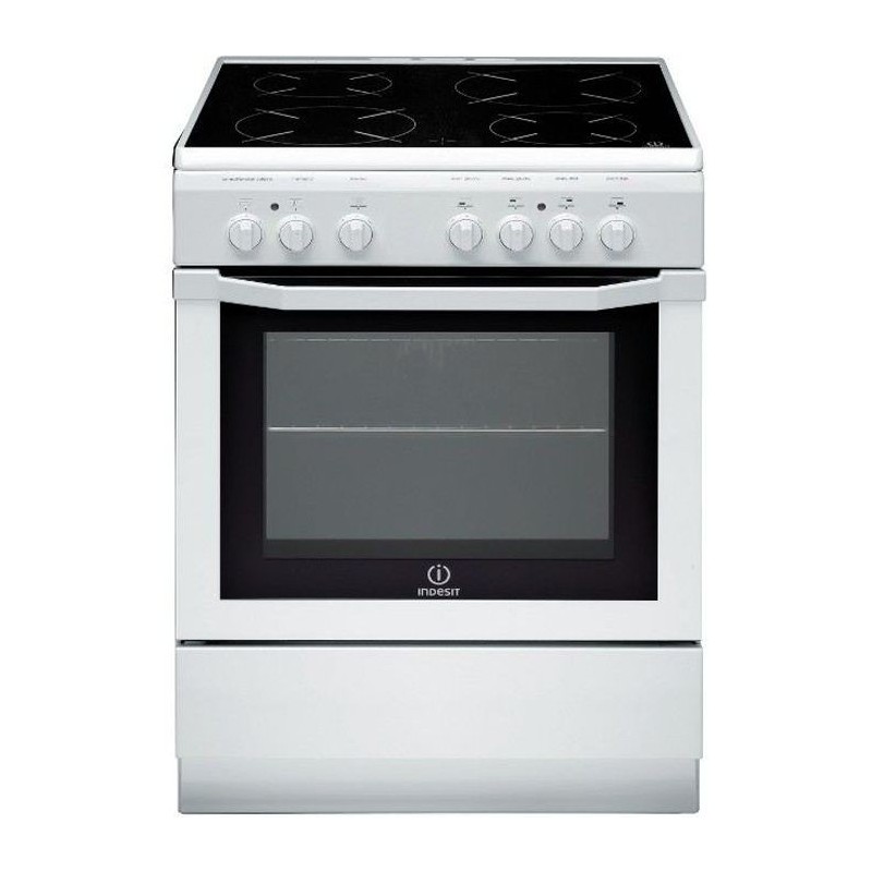 INDESIT I6V6C1AHWFR-Cuisiniere table vitrocéramique-4 zones-6200 W-Four électrique-Catalyse-59 L-Classe A-L 60 x H 85 cm-Blanc