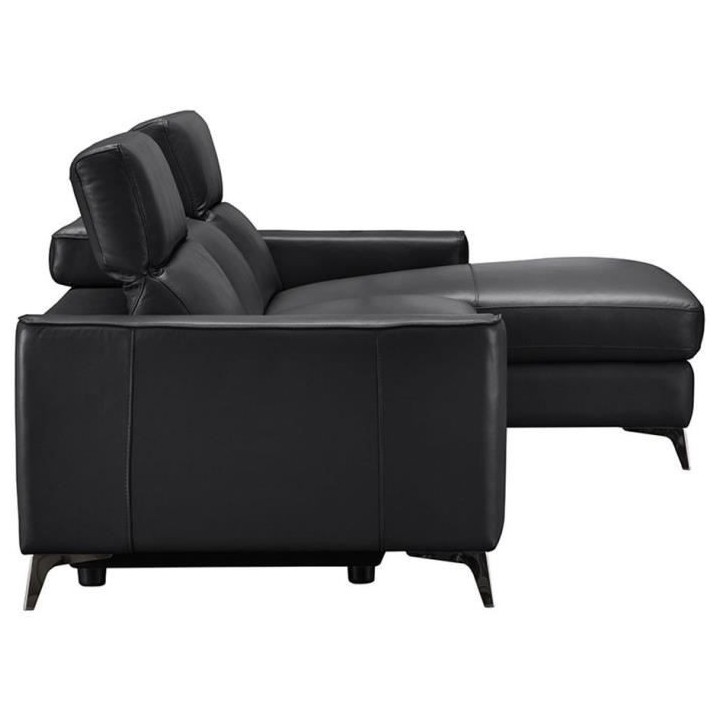 Canapé d'angle droit électrique - EDISON - Cuir de vachette et simil