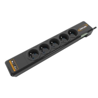 INFOSEC - S5 USB NEO - Parasurtenseur 5 Prises FR + 2 ports USB - Gara
