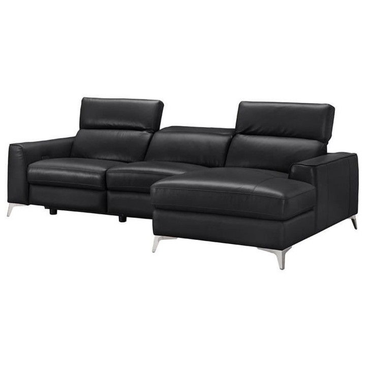 Canapé d'angle droit électrique - EDISON - Cuir de vachette et simil