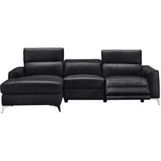 Canapé d'angle gauche électrique - EDISON - Cuir de vachette et simi