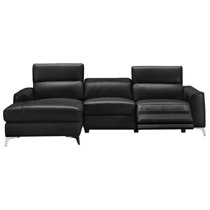 Canapé d'angle gauche électrique - EDISON - Cuir de vachette et simi