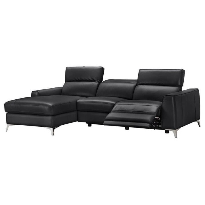 Canapé d'angle gauche électrique - EDISON - Cuir de vachette et simi