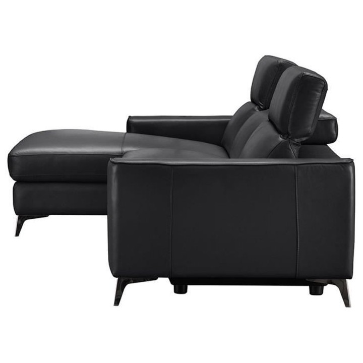 Canapé d'angle gauche électrique - EDISON - Cuir de vachette et simi