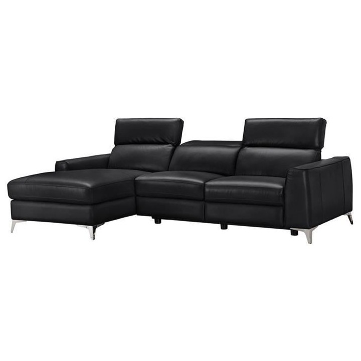 Canapé d'angle gauche électrique - EDISON - Cuir de vachette et simi