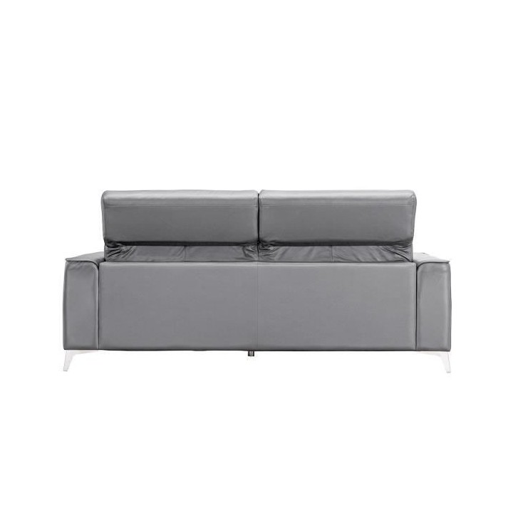 Canapé fixe - 3 places - Cuir de vachette et simili gris - Contempora