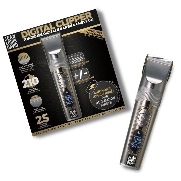 Tondeuse 2 en 1 digitale cheveux et barbe JEAN LOUIS DAVID