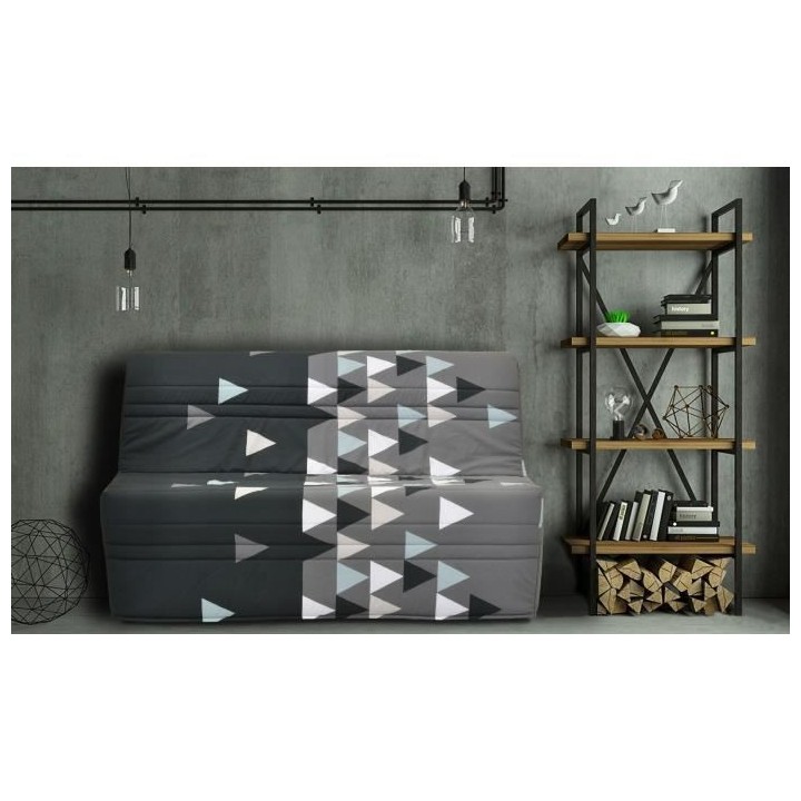 GRUHIER Banquette BZ - Tissu Gris et noir - L143 x P97 x H89cm - Joe