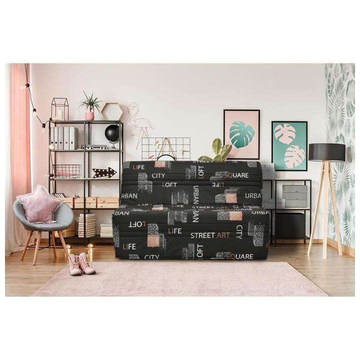 Banquette BZ - Tissu Noir - L143 x P97 x H89 cm - Joe