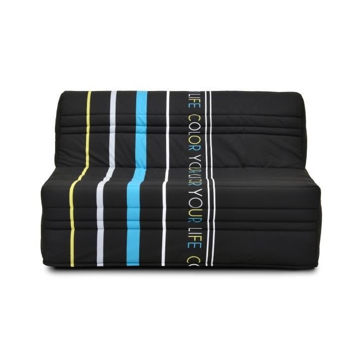 Banquette BZ - Tissu Noir et bleu - L143 x P97 x H89cm - Joe