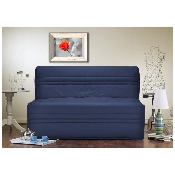 JOÉ Banquette BZ 3 places - Tissu bleu marine - Contemporain - L 143