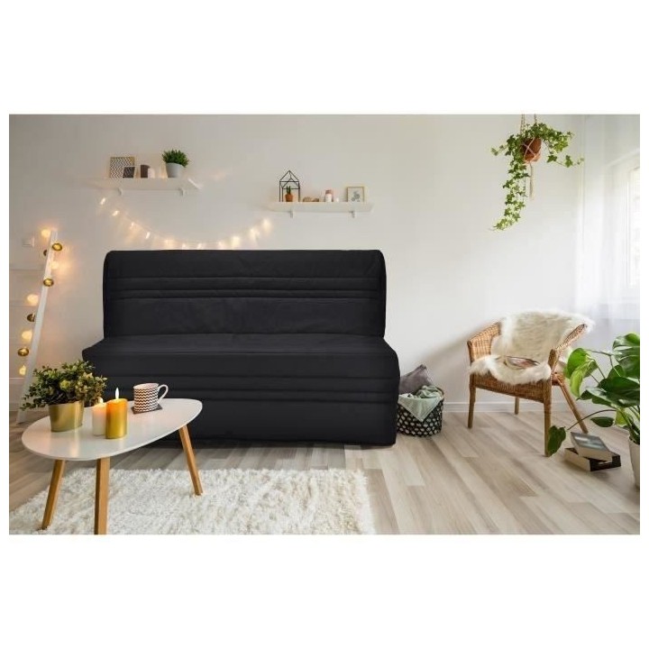 Joe Banquette 3 places BZ - Tissu noir - L 143 x P 97 cm