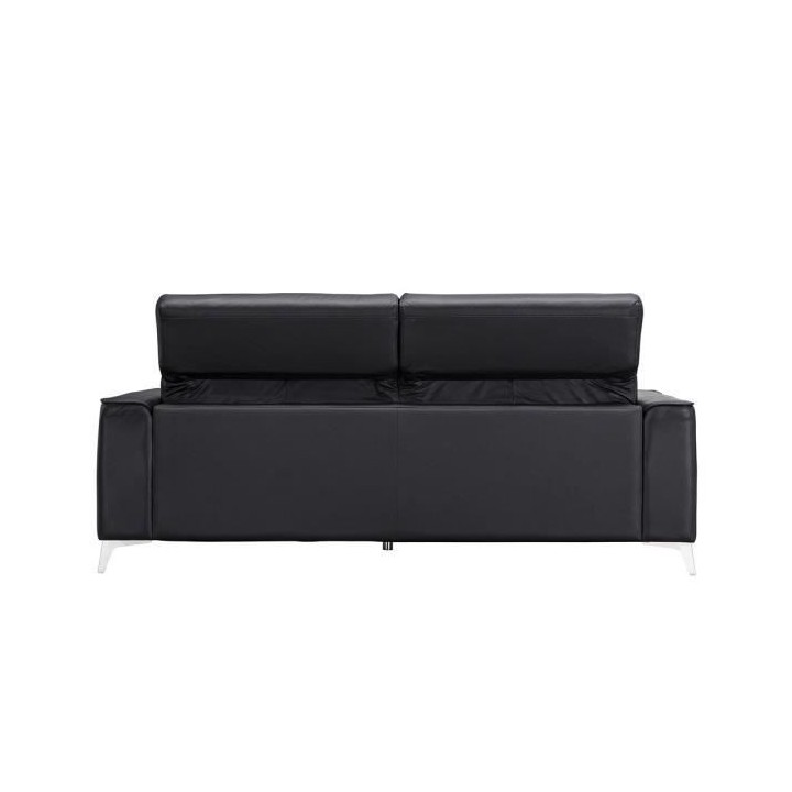 Canapé 3 places fixe - Cuir de vachette et simili noir - EDISON