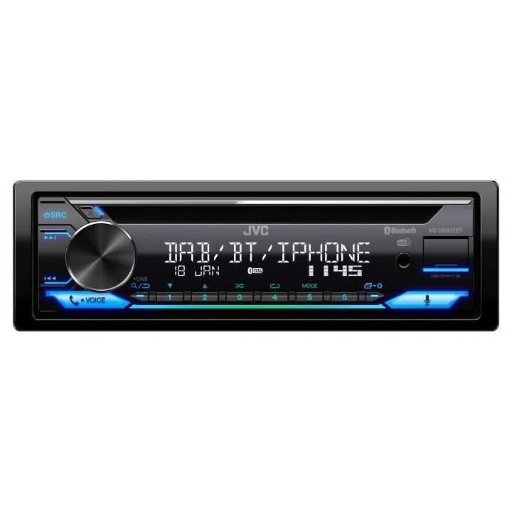 Autoradio JVC - KD-DB922BT - CD - USB - iPod - Bluetooth - DAB+