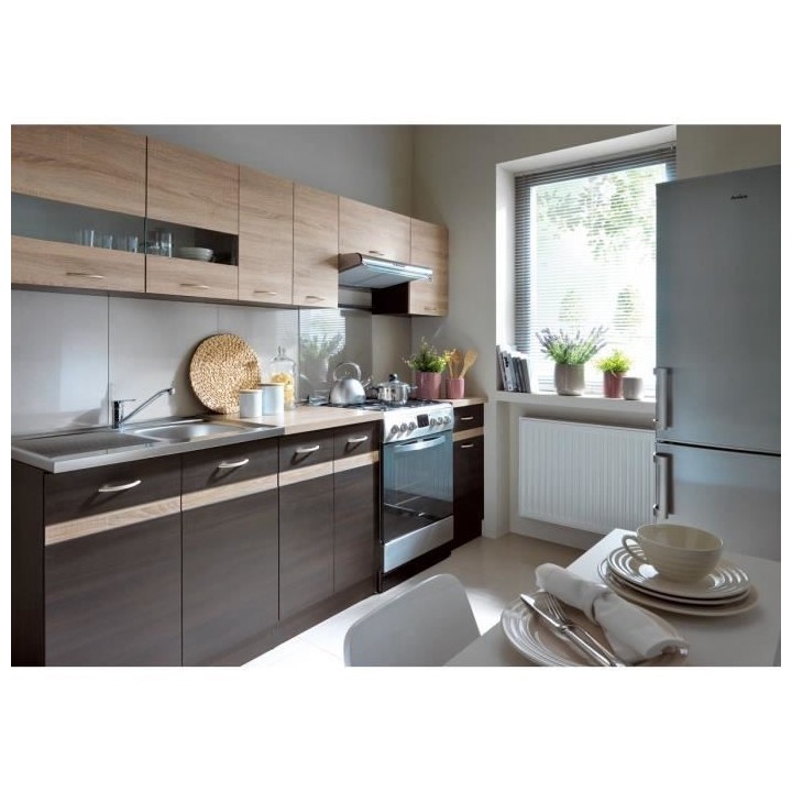 JUNONA Cuisine complete avec éclairage LED et plan de travail L 2m40