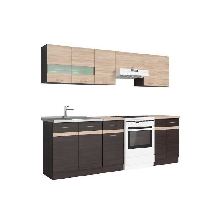 JUNONA Cuisine complete avec éclairage LED et plan de travail L 2m40