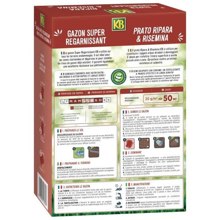 KB - Semences gazon - Super regarnisant 50m²