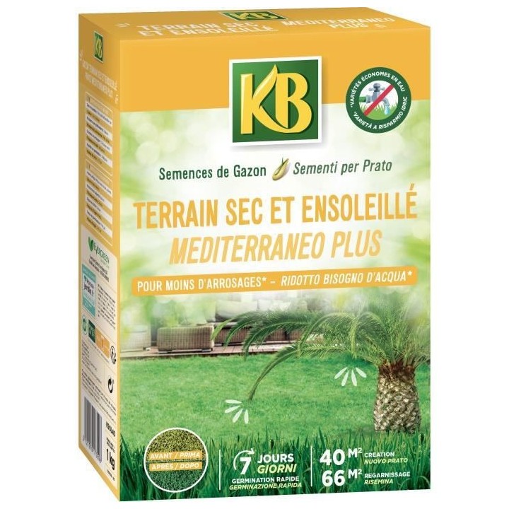 KB - Semences gazon - Terrain sec et ensoleillé 40m²