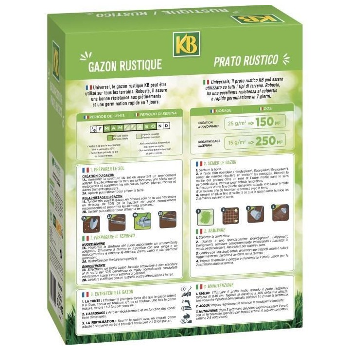 KB - Semences gazon - Rustique 150m²