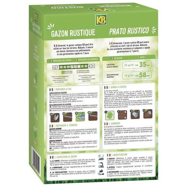 KB - Semences gazon - Rustique 35m²