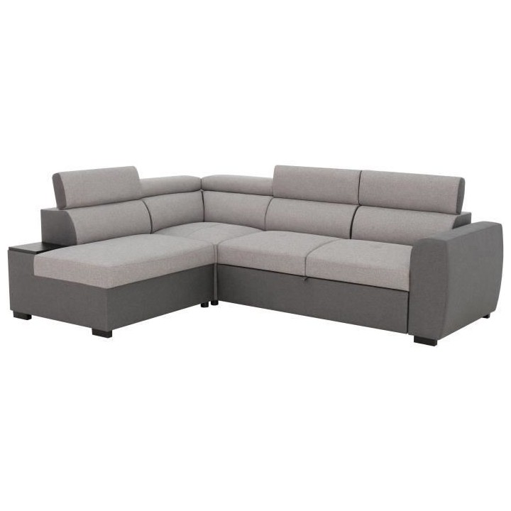 Canapé d'angle convertible 4 places KELIO - Tissu anthracite/gris - L