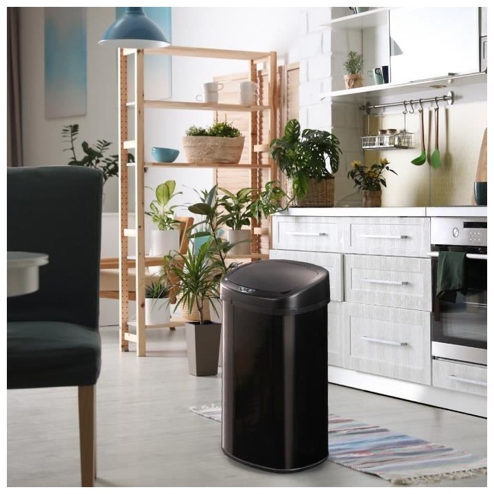 BATIMEX Poubelle de cuisine automatique - Inox - Noir - 58L - MAJESTIC