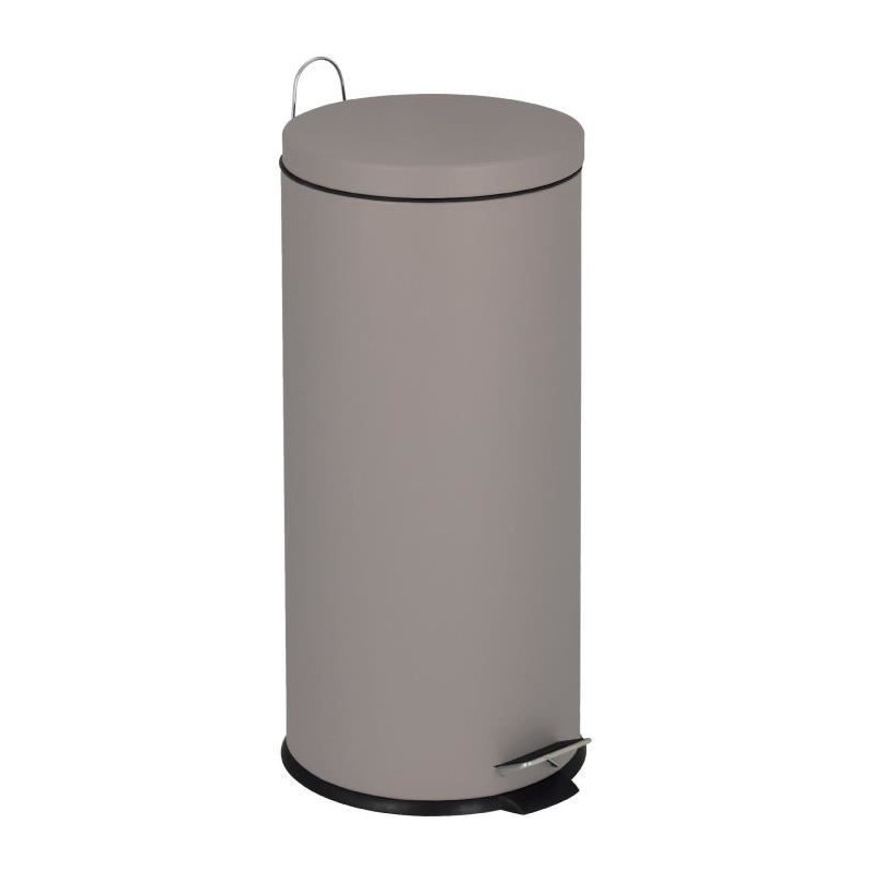 KITCHEN MOVE Poubelle de cuisine a pédale basique chic Urban cylindrique - 30 L - Inox - Taupe mat