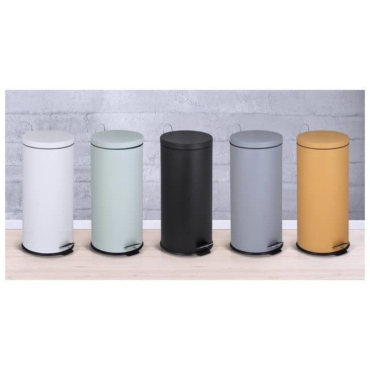 KITCHEN MOVE Poubelle de cuisine a pédale URBAN 30L - En acier Gris