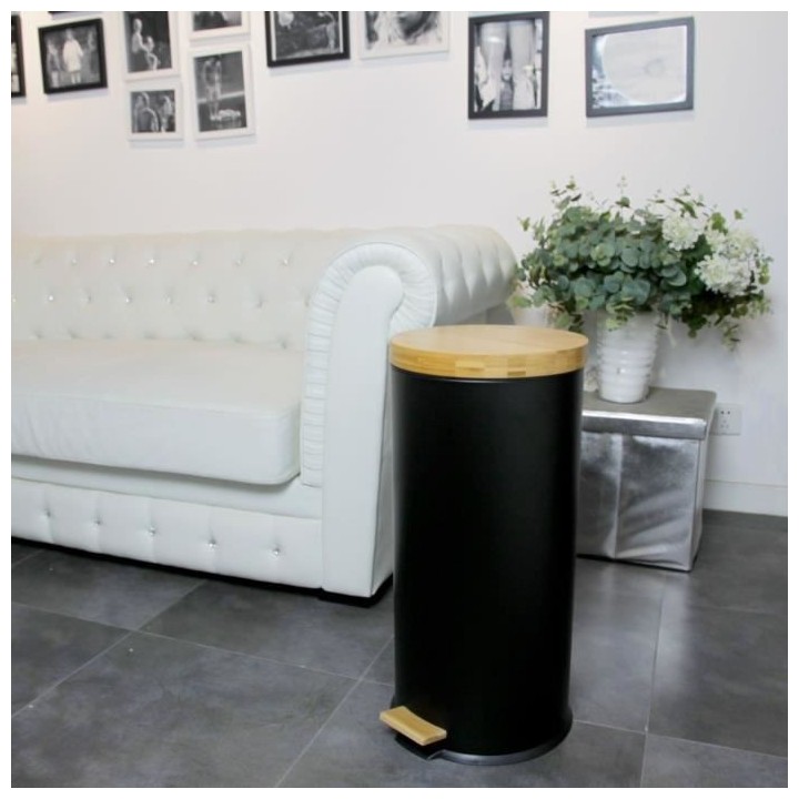 KITCHEN MOVE Poubelle de cuisine a pédale Forest - 30L - Noir mat