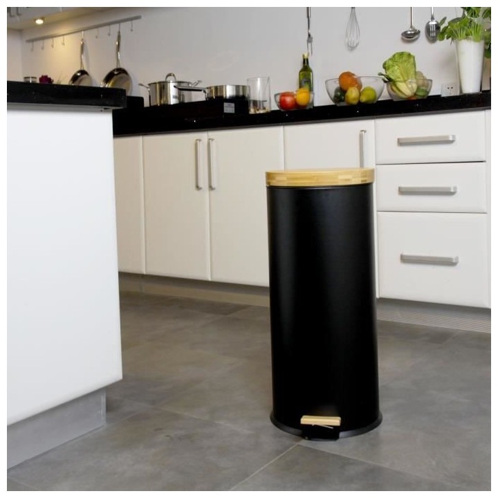 KITCHEN MOVE Poubelle de cuisine a pédale Forest - 30L - Noir mat